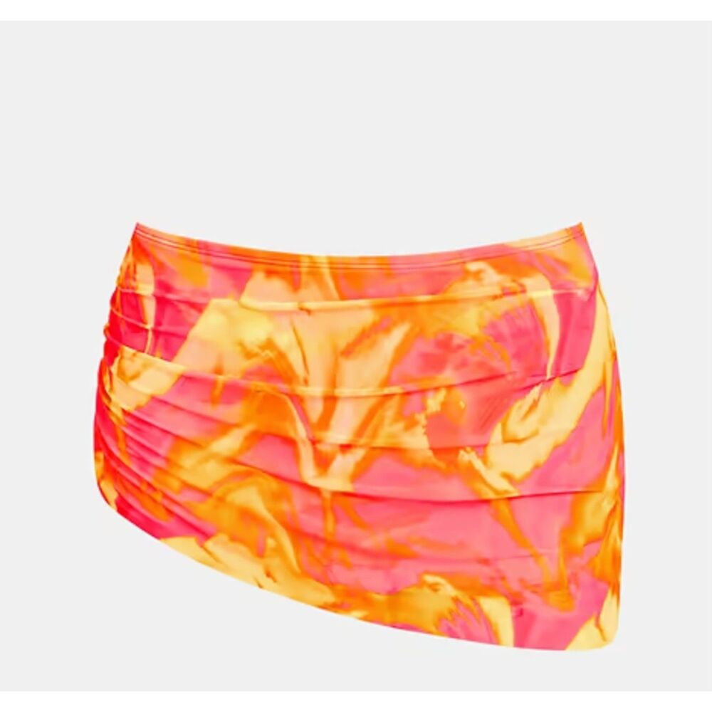 CUPSHE Swim Skirt Bikini Bottom Small Coral Orange Mesh Overlay NWT